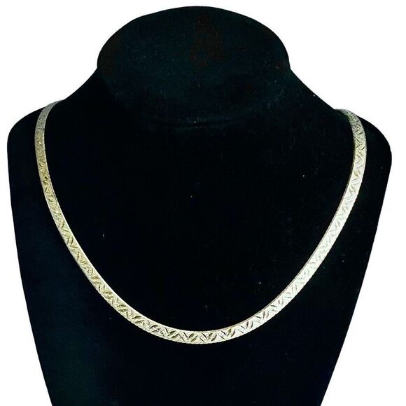 AGA# Striking 28” Sterling 925 Silver Herringbone Necklace - Picture 1 of 12